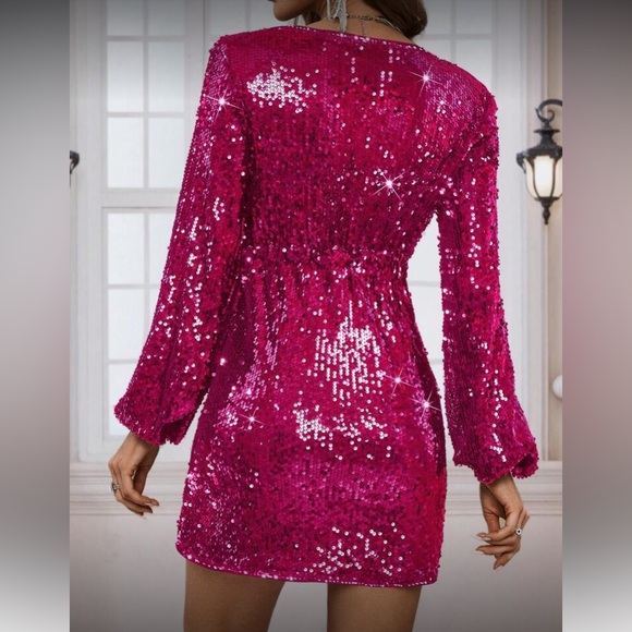Elegant Sequin Pink Dress - Picture 2 of 6